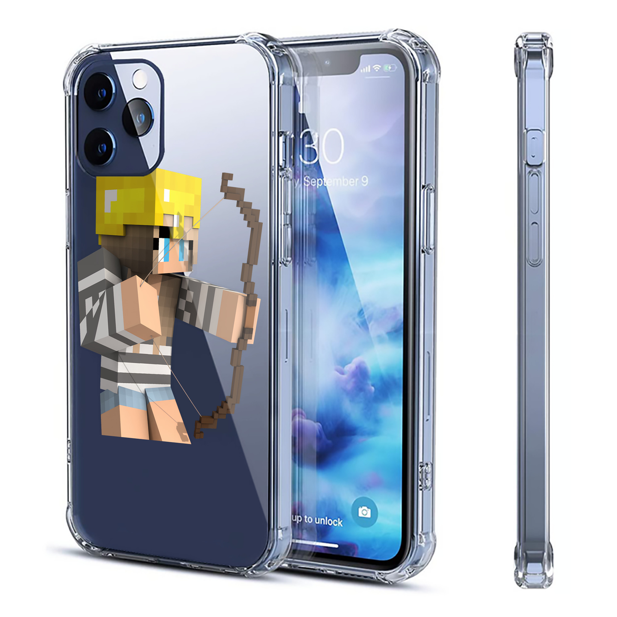 （画像用） マインクラフト ブロックの世界 Minecraft MC Block world 【iPhone 12シリーズ対応】透明スマホケース（クリアソフトケース）